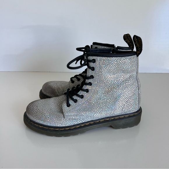 Doc Martens Junior 1460 Metallic Suede Lace Up Boots - Picture 4 of 9